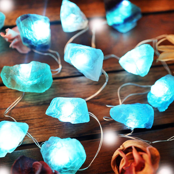 Natural Fluorite Crystal String Lights Indoor Color Change Novelty Geode Fairy Decorative