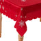 Violet Linen Embroidered Red Christmas Table Topper, 36" Square, Snowflakes