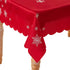Violet Linen Embroidered Red Christmas Table Topper, 36" Square, Snowflakes