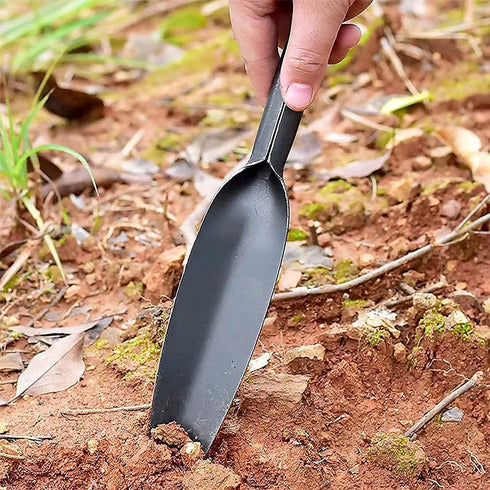 Willow Leaf-Shaped 12-inch Garden Trowel Tool, High-Carbon Steel Heavy Duty Manual Potting Tool (Grey)