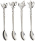 Silver 87625 Pack of 4 Silver Plated Teapot Tea Spoons with Crystal