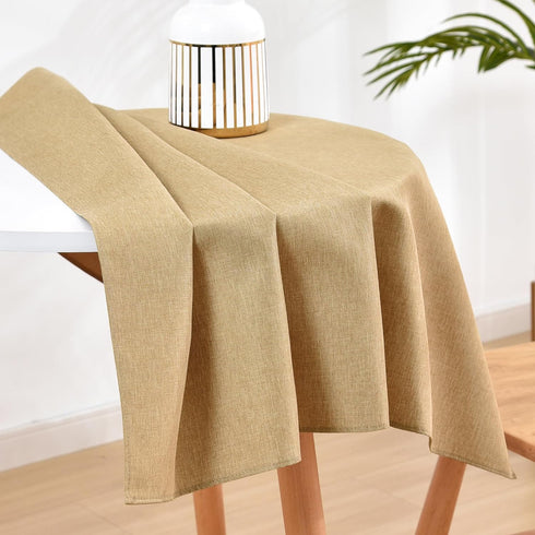 36 36 Inch Wolkemer Small Square Tablecloth x Faux Linen Khaki Coffee Table Cover Water-Resistant Farmhouse Decorative