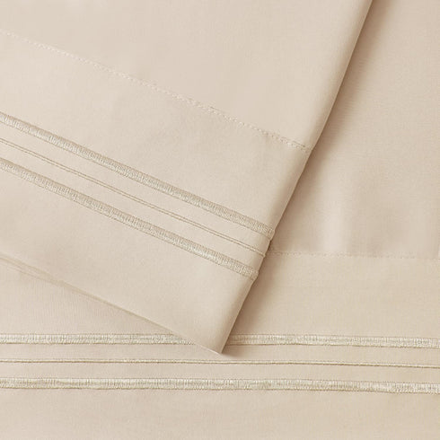 Nestl Beige Pillow Cases, Queen Size Set of 2, Soft 1800 Microfiber, 20x30 Inches