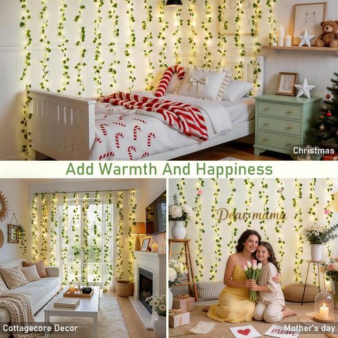 200 6.5ft 6.5ft JMEXSUSS Vines Lights for Bedroom, LED Vines Fairy Lights, Artificial Ivy Leaf Light for Wall Curtain