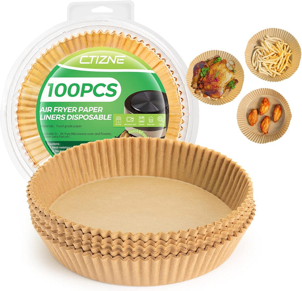 Air Fryer Paper Liner Disposable: 100PCS 8 Inch Parchment Paper Sheets for Non Stick Grease & Water Proof Cooking