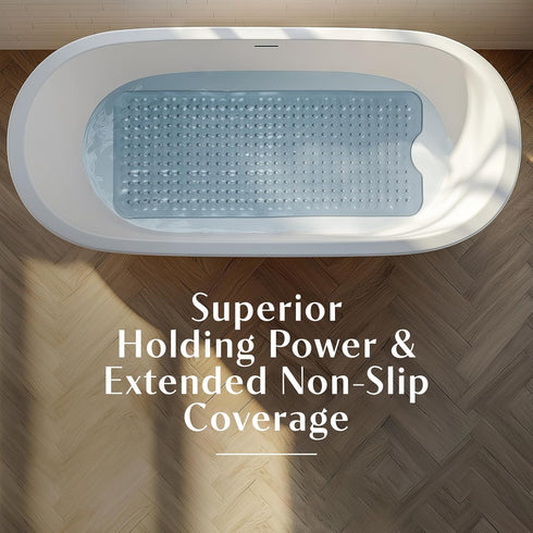 39"x16" SlipX Solutions Power Grip Bathtub Safety Mat | Precision Grip Technology for Longer, Stronger, & Softer Wet