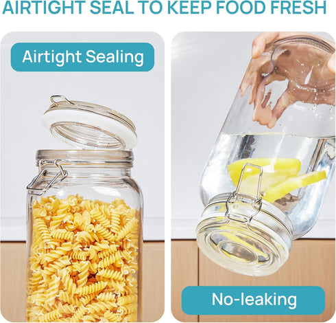 78oz 3 Pack 8 Vtopmart Glass Food Storage Jars with Airtight Clamp Lids, Large Kitchen Canisters for Flour, Cereal