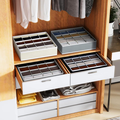 Joyoldelf 4 Pack Sock Drawer Organizer, 16-cell Fabric Dresser Drawer Organizers for Socks, Lingerie, Handkerchiefs,