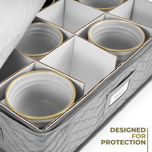 Sorbus Coffee Mug Organizer with Protective Quilted Exterior, Storage Case for Shipping, Mug Display with Label