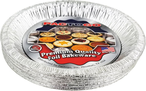 PACTOGO Aluminum Foil Pie Pan, Disposable Baking Tin Plates, 9-5/8 Inches, Pack of 12