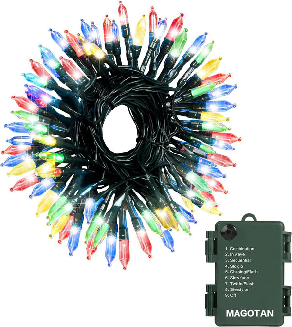 Christmas Lights 18ft Battery Operated String Lights with 50 LED, 8 Modes, Waterproof, Multi Color