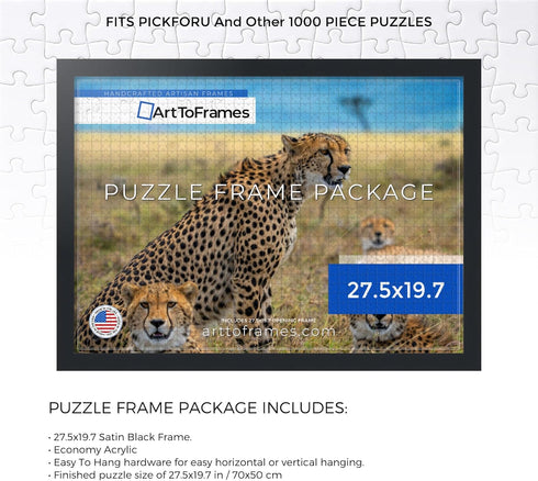 27.5x19.7 INCH 50x70 CM 1000 1.25 Inch (PuzzleFRBW26079-27.5x19.7) ArtToFrames / Black Frame for piece Puzzles.This