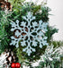DearHouse 36pcs Plastic Snowflake Ornaments, Tiny Sparkling Glitter Snowflake Decorations on String for Christmas Trees