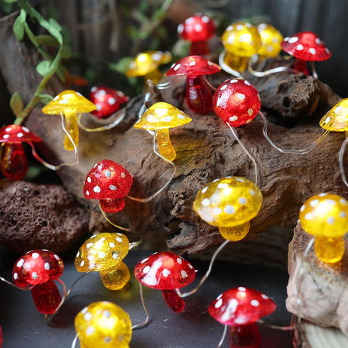 JASHIKA Mushroom Dcor Fairy String Lights-3D Mushroom Lights USB Plug in or