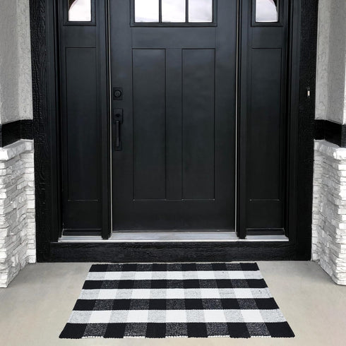 RAJRANG Buffalo Plaid Rug, 23.6 x 35.4 Inches, Cotton Washable Door Mat, Checkered Indoor Outdoor Decor