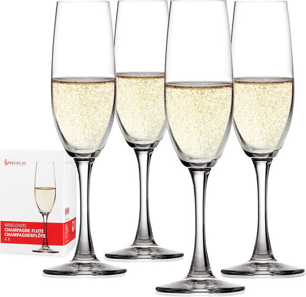 Spiegelau Wine Lovers Champagne Glasses, Set of 4, 6.7 oz, European-Made Crystal