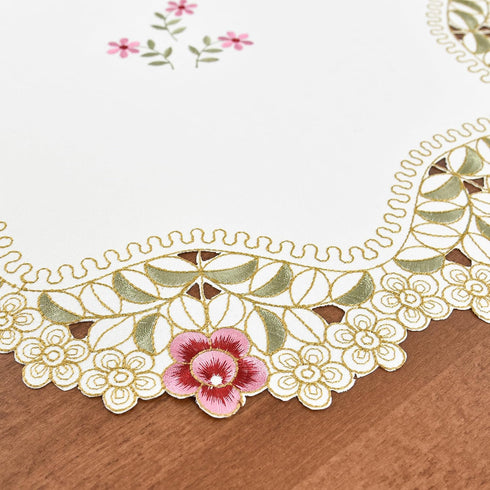 2 Pack 20 Inch Wolkemer Small Round Doily Embroidered Place Mat Lace Table Topper Vintage Beige End Table Cover