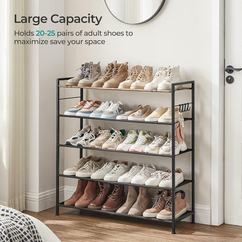 5 Closet 20-25 4 SONGMICS Shoe Rack, Tier Shoe Storage Organizer, Large Shoe Rack Shelf for Entryway, Sturdy Shoe Stand