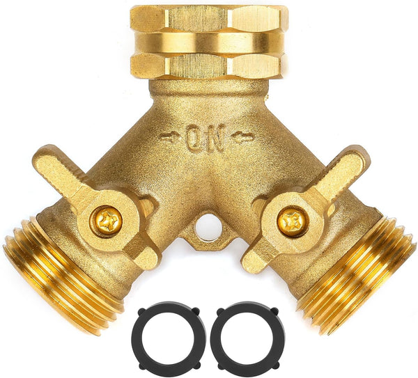 AuySier Garden Hose Splitter 2 Way Heavy Duty, Brass Faucet Adapter With Long