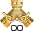 AuySier Garden Hose Splitter 2 Way Heavy Duty, Brass Faucet Adapter With Long