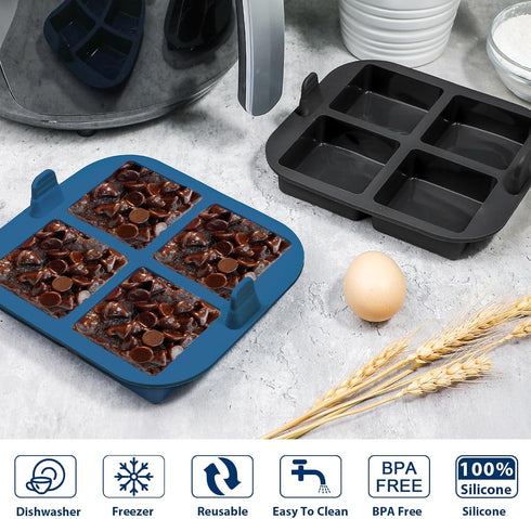 Webake Silicone Air Fryer Brownie Pan, Nonstick 2.6" Square Silicone Mold for Baking S'mores, Set of 2