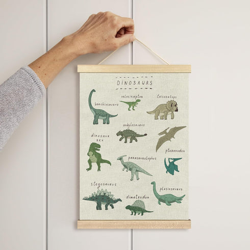 16x24 Inches BCUANGD Dinosaur Dino Wall Decor - Baby Toddler Boys Room Wall Art Poster Hanger with Wood Frames