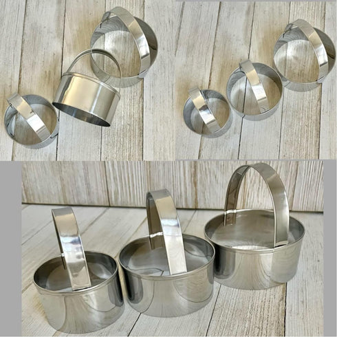 3 Pieces Round Biscuit Cutter with Handle - Stainless Steel Round Circle Doughnut Cutter Baking Molds Assorted Size by Maykito