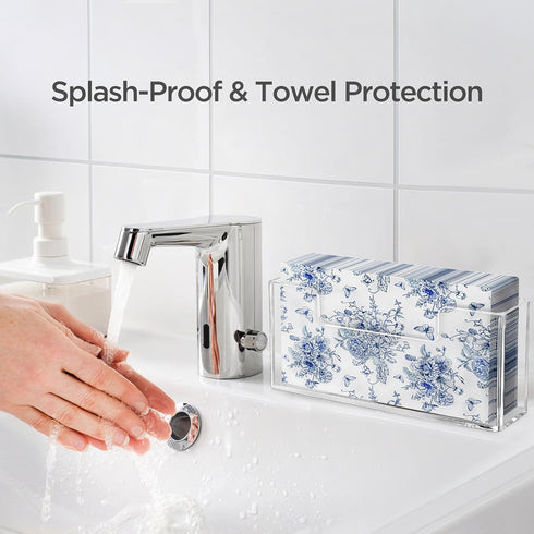 HBlife Acrylic Guest Towel, Paper Napkin Holder for Bathroom - Clear Waterproof Vertical Stand, Disposable Paper Hand