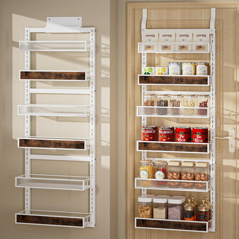 6 Tier Over the Door Pantry Organizer 2 IN 1 Hanging or