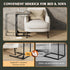 Compact Greige C Shaped End Table with Metal Frame for Living Room & Bedroom