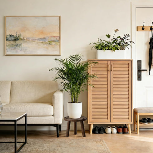 SEQUEDA Wood Plant Stands Indoor, Updated Single Plant Stand Modern Plant Table for Large Plants, Wooden Plant Stool