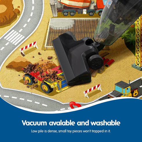 Booooom Jackson Kids Construction Site Play Rug Non-Slip Construction Vehicles Play Mat for Driving Toy Cars Daycare
