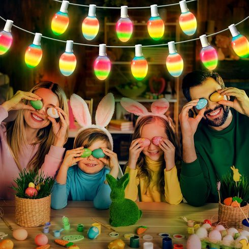 1 Pack 10.5FT Enhon Easter Egg String Lights, Multi-Color Pastel LED Egg Lights, End-to-End Connectable String Light