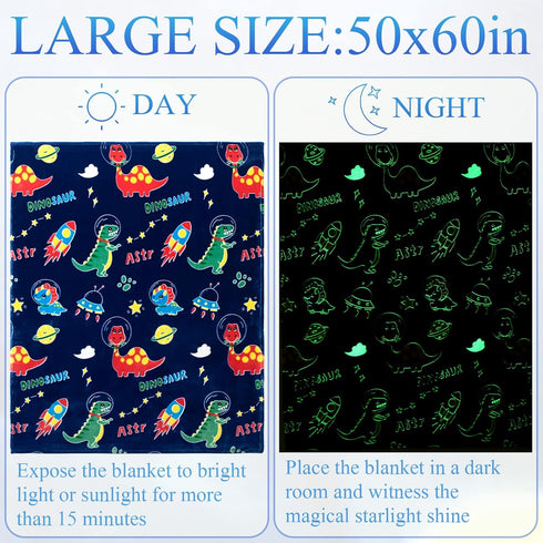 2 3 4 5 6 7 8 9 10 50"x60" SALIMAH Glow in The Dark Blanket Dinosaur Gifts for Girls, Toys for Girls Boys Age Year Old