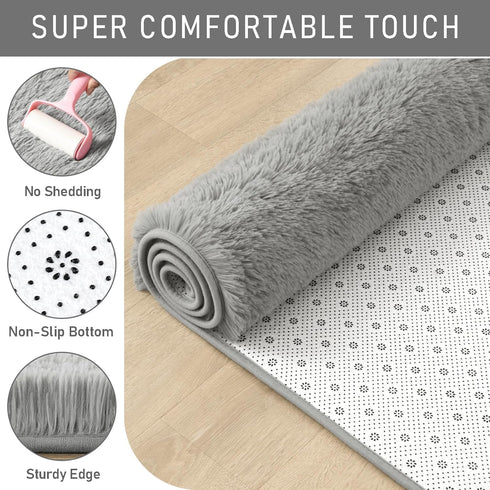 LOCHAS Gray Ultra Soft Indoor Modern Area Rugs 4x5.3 Feet, Fluffy Living Room Carpets for Children Bedroom Nursery Decor