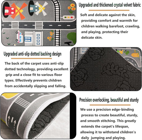 KEBEXXY Room,47X63Inch/120X160CM Kids Rug Play Mat Great for Playing with Cars and Toys,Educational Kid Road