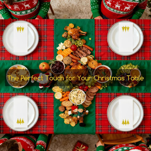 FUNPAK 100pcs 3-Ply Christmas Napkins Paper Hand Towels for Bathroom Dinner, Disposable Christmas Napkins, Xmas Paper