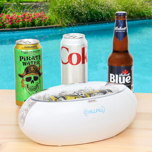 CHILLPILL 12 oz 16 oz Instant Drink Chiller - Rapid Beverage Chiller for Cans or & Glass Bottles - Portable Instant