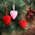 24 Pack Felt Heart Ornaments, Pink & Red Hanging Decorations for Christmas & Valentine's Day