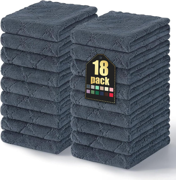 Homaxy 18 Pack Dish Towels for Kitchen (10 x 20 Inches, Dark