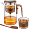 Enchanti Tea Pot, One Touch Glass Teapot with Infuser, Tea Maker for