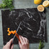 CounterArt Black Marble Design Tempered Glass Cutting Board, 15” x 12”, 3mm, Dishwasher Safe