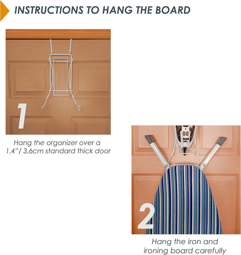 Over The Door Iron Board Caddy - Storage Organizer for Iron and Ironing Board, Fits Y Leg Ironing Board