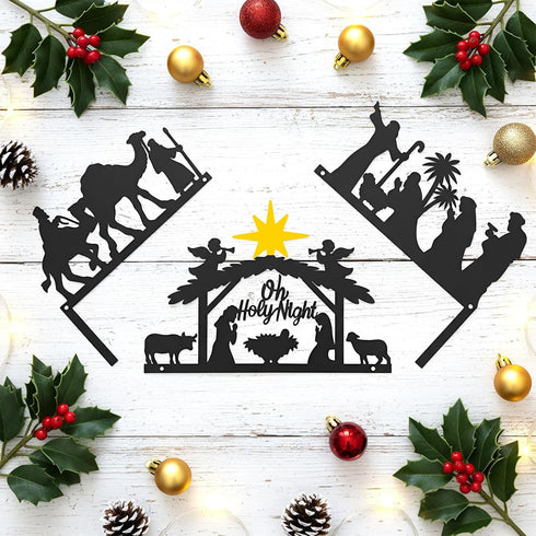 3 Blulu Pcs Metal Christmas Door Topper Nativity Door Frame Decoration Christmas Nativity Frame Corner Decoration