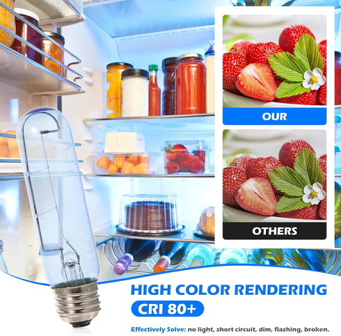 Blue Refrigerator Light Bulbs E26 Compatible with Sub Zero, 7006999 Refrigerator Glass Lamp Replacement 40W 120V