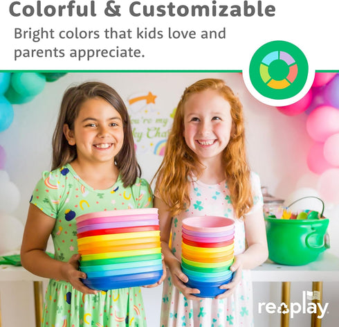 12 oz. Set 6 Re-Play Toddler Bowls of - Kids Deep-Walled, Durable & Reusable Snack and Meal Bowls, Dishwasher