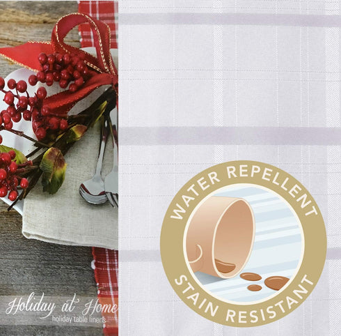 Newbridge 60 x 84 Inch Oval Fabric Tablecloth, Elegance Plaid, 100% Polyester, White, No Iron Soil Resistant