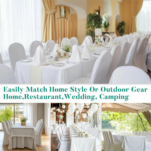 3PCS 3PCS MAQIHAN Chair Covers - Folding Chair Covers Spandex Stretch White Seat Covers for Wedding, Banquet, Party