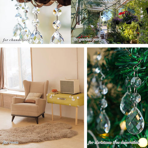 20pcs 38mm Clear Grid Chandelier Crystal Pendants,Crystals Beads for Chandeliers,Hanging Crystals for Windows Wedding