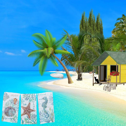 Kay Dee Designs Set of 3 Beachcomber Terry Kitchen Towels, Dual Purpose